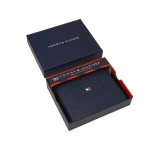 Tommy Hilfiger Wallet is a one to face solid style covered in light/BLUE-leather