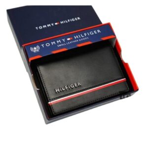 Tommy Hilfiger wallet is a one to face solid style covered in light/black leather