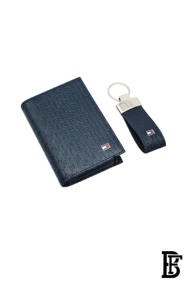 Tommy Hilfiger Salto Men Leather Gift Set of Wallet+Card Case+Keyfob blue/blue+blue/blue - Image 2