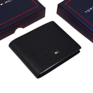 Tommy Hilfiger Mens Black Leather Wallet with Classic Mercedes Flag
