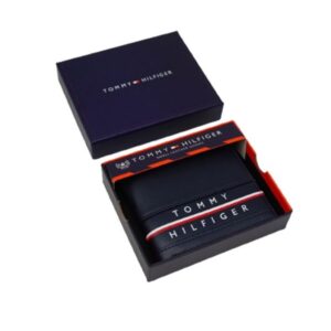 Tommy Hilfiger Wallet is a one to face solid style covered in light/BLUE leather