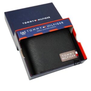 Tommy Hilfiger Wallet is a one to face solid style covered in light/black leather