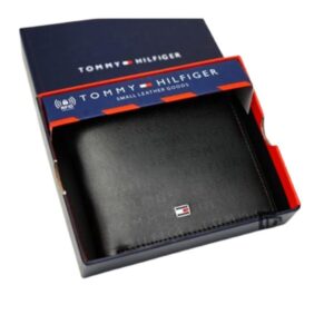Tommy Hilfiger Wallet is a one to face solid style covered in light/black leather