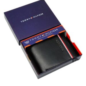 Tommy Hilfiger wallet is a one to face solid style covered in light/black leather